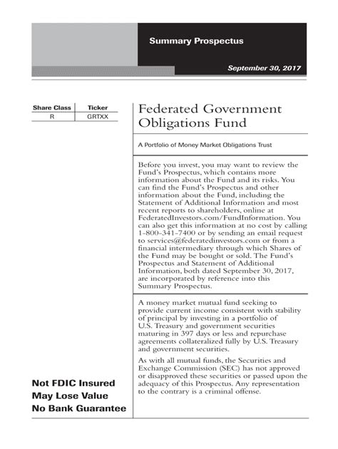 Government Obligations Fund Summary Prospectus.